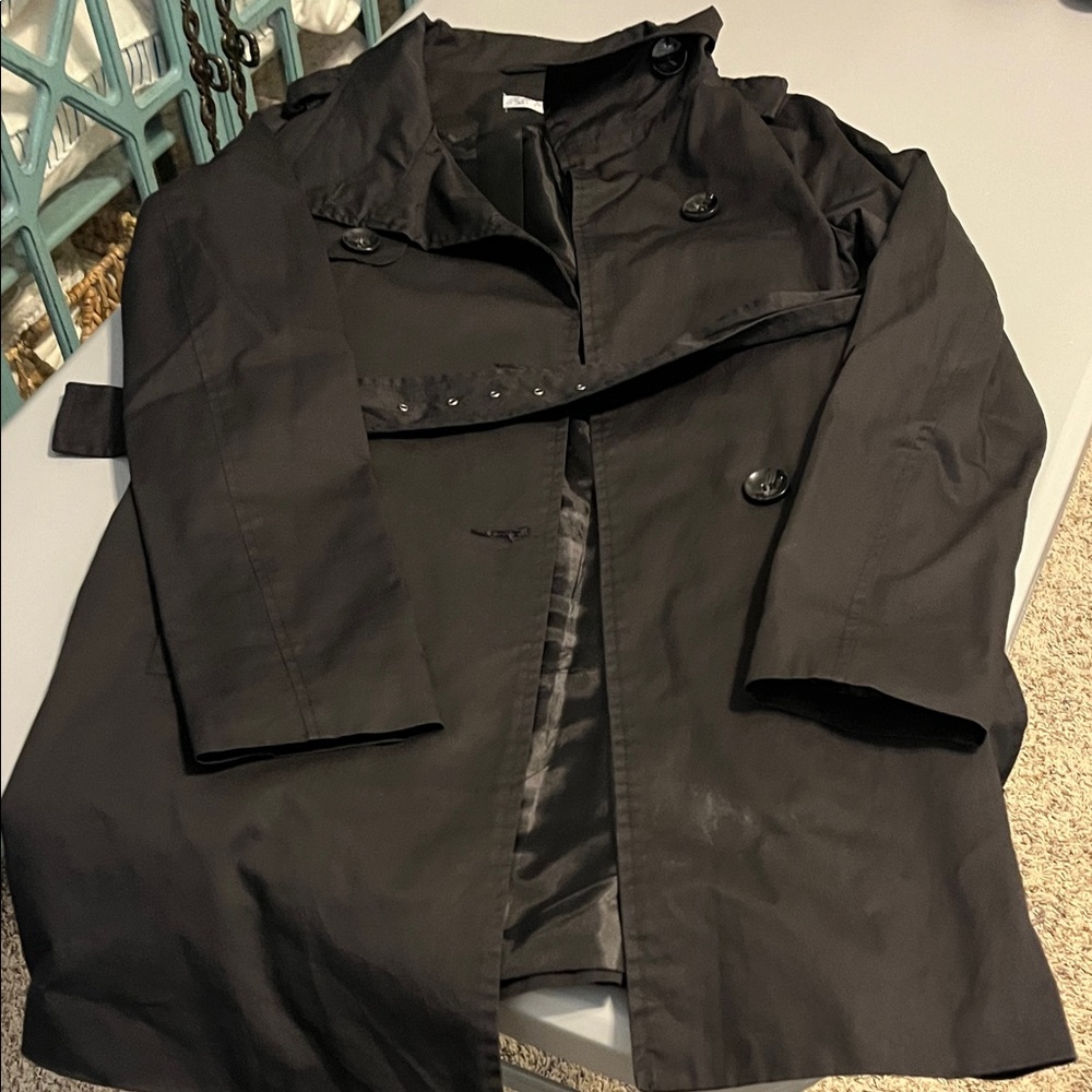 Women's Black Double-Breasted Coat